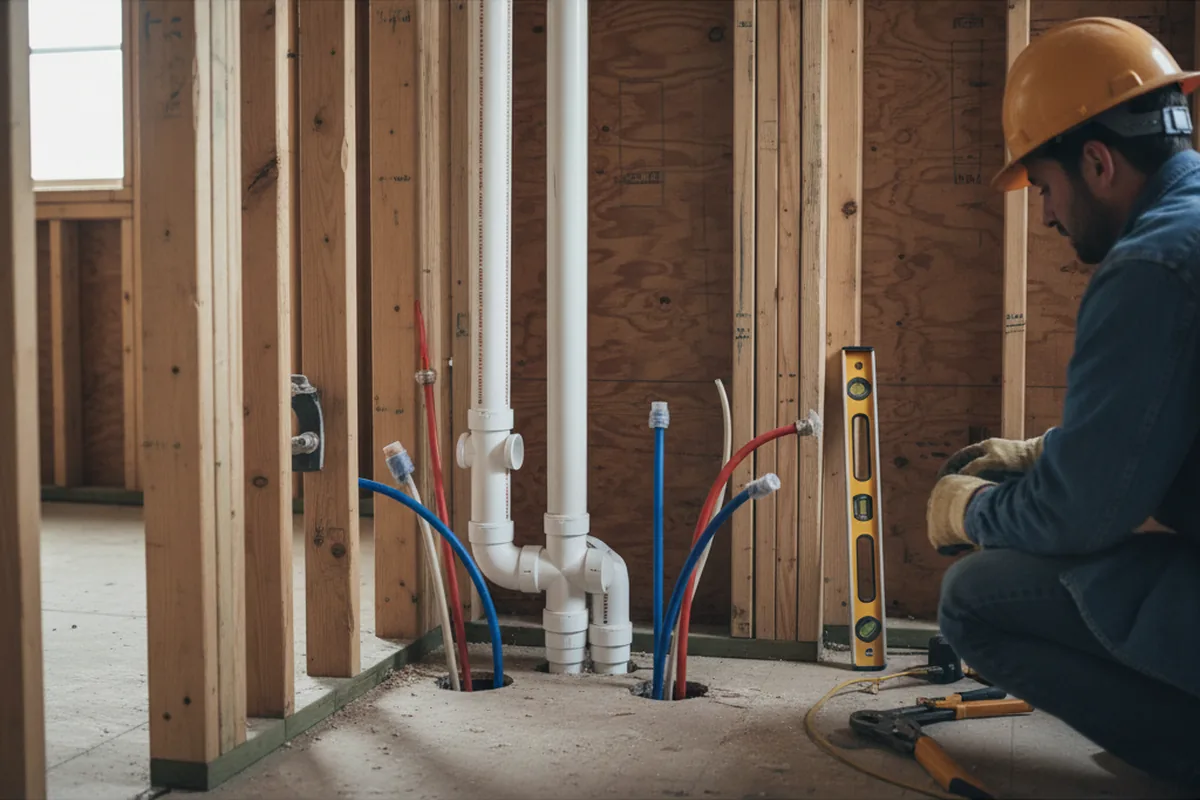 Drain and supply rough-in during Drain Cleaning in Whaleyville